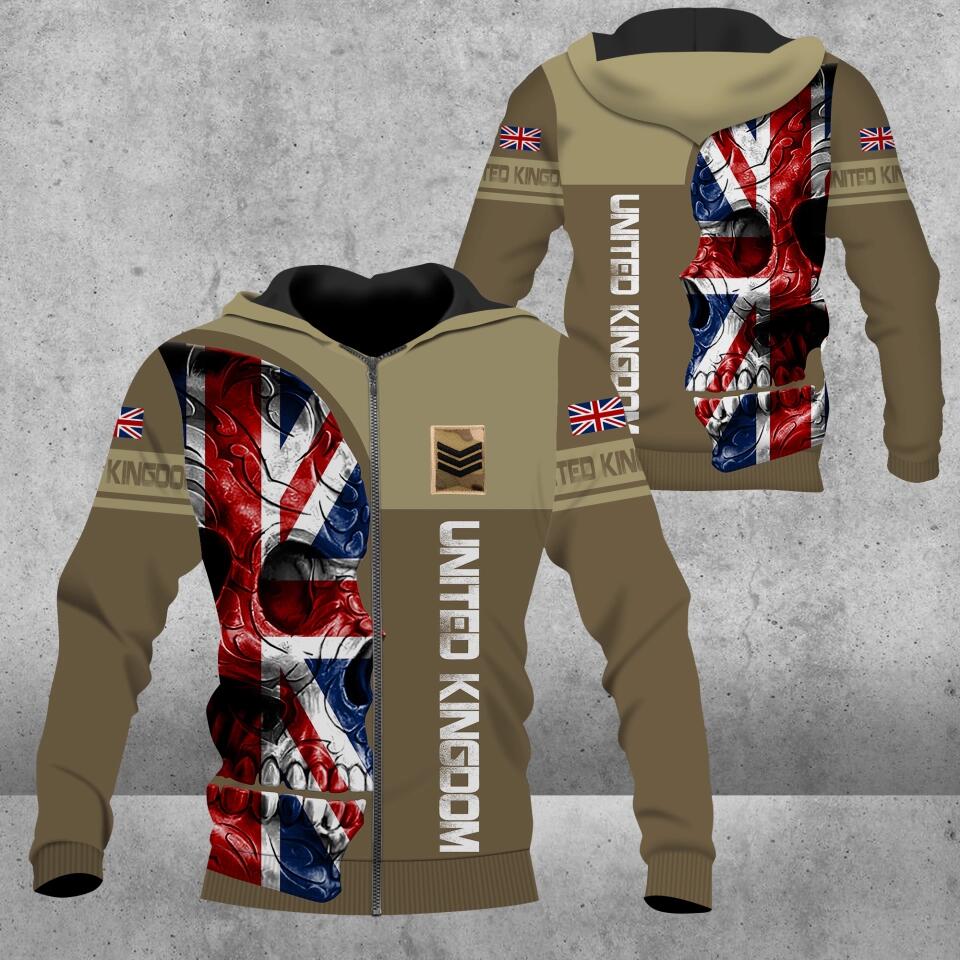 Personalized UK Solider/ Veteran Camo With Name And Rank Hoodie 3D Printed - 3112220004