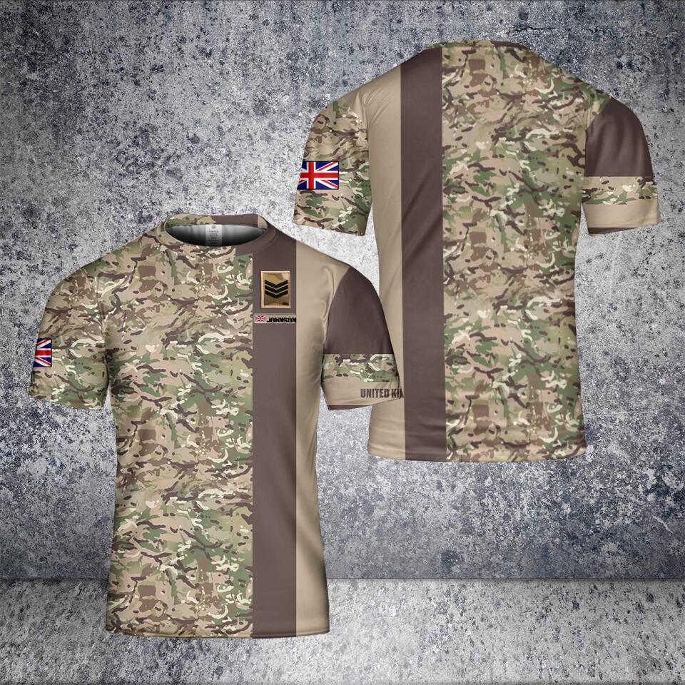 Personalized UK Solider/ Veteran Camo With Name And Rank T-Shirt 3D Printed - 3112220002