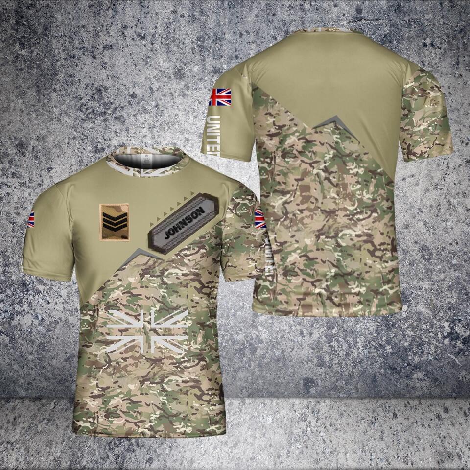 Personalized UK Solider/ Veteran Camo With Name And Rank T-Shirt 3D Printed - 1672444806