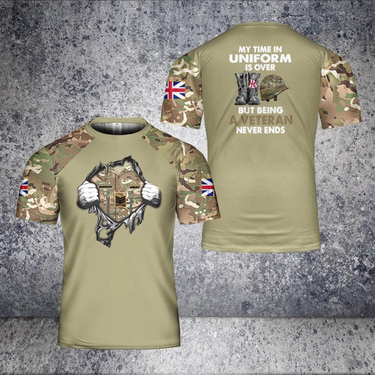 Personalized UK Solider/ Veteran Camo With Name And Rank T-Shirt 3D Printed - 3112220006
