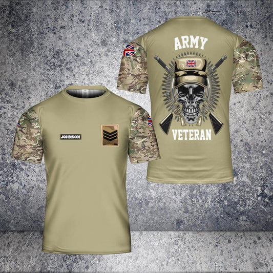 Personalized UK Solider/ Veteran Camo With Name And Rank T-Shirt 3D Printed - 2501240001