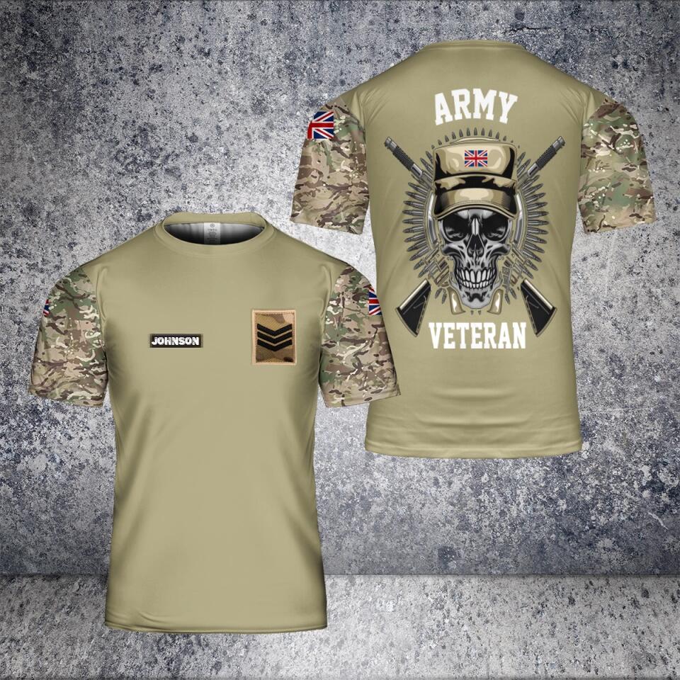 Personalized UK Solider/ Veteran Camo With Name And Rank T-Shirt 3D Printed - 17061408