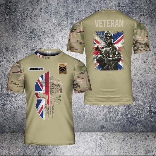 Personalized UK Solider/ Veteran Camo With Name And Rank T-Shirt 3D Printed - 3112220005