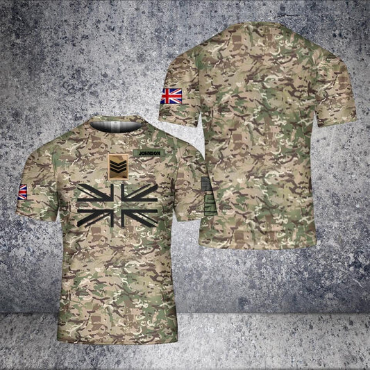 Personalized UK Solider/ Veteran Camo With Name And Rank T-Shirt 3D Printed - 3112220003