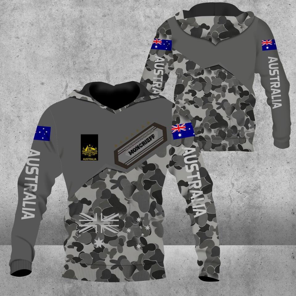 Personalized Australian Solider/ Veteran Camo With Name And Rank Hoodie 3D Printed - 2812220006