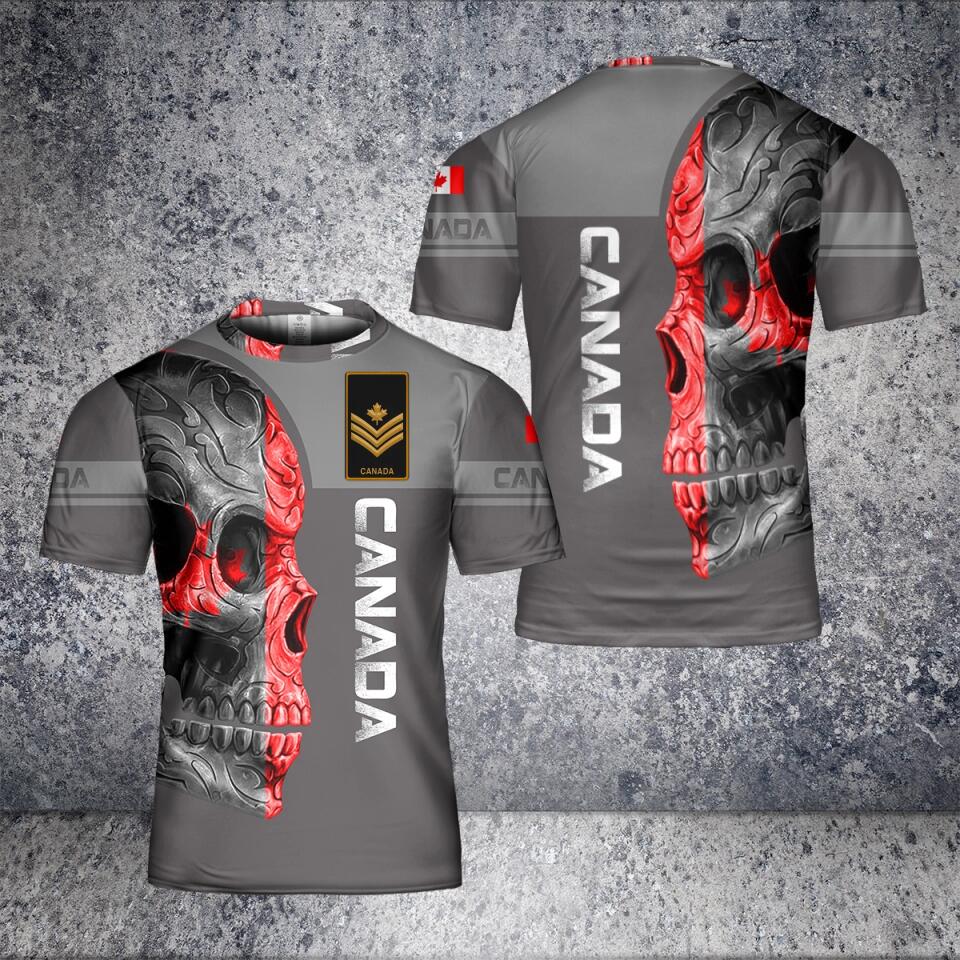 Personalisiertes T-Shirt mit kanadischem Soldaten-/Veteranen-Tarnmuster mit Namen und Rang, 3D-Druck – 1001230004