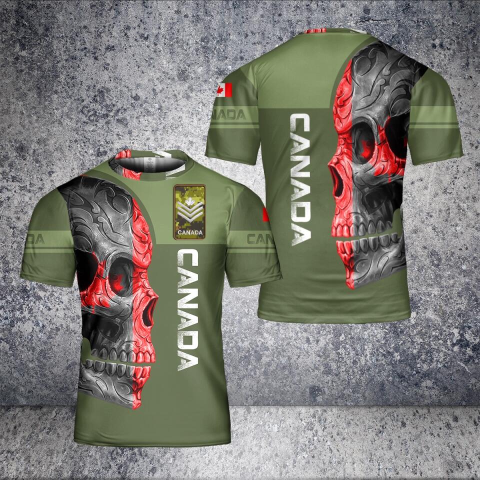 Personalisiertes T-Shirt mit kanadischem Soldaten-/Veteranen-Tarnmuster mit Namen und Rang, 3D-Druck – 1001230004
