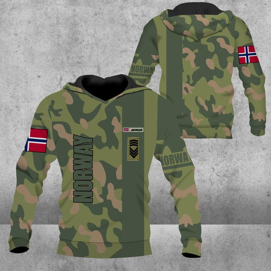 Personalized Norway Solider/ Veteran Camo With Name And Rank Hoodie 3D Printed - 2101230006