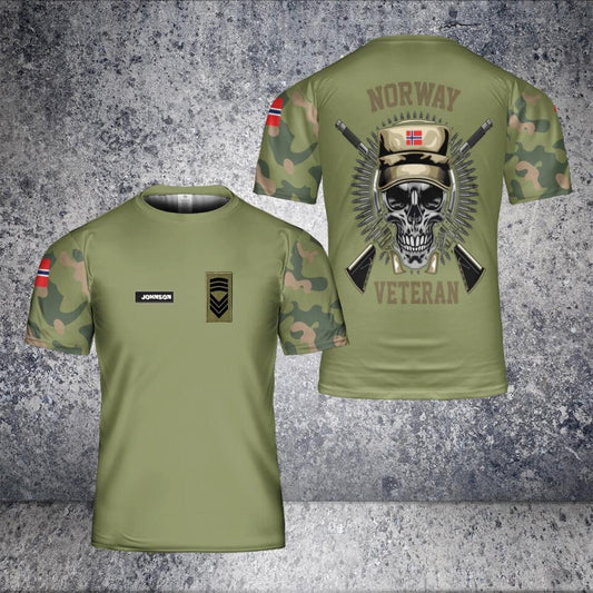 Personalized Norway Solider/ Veteran Camo With Name And Rank T-Shirt 3D Printed - 1401240001