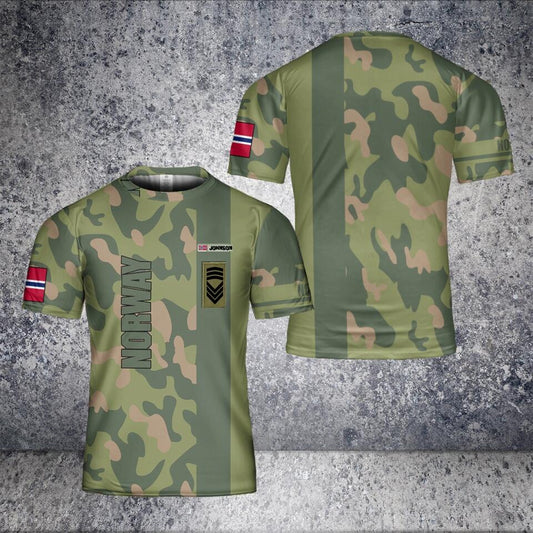 Personalized Norway Solider/ Veteran Camo With Name And Rank T-Shirt 3D Printed - 1501240002