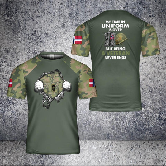Personalized Norway Solider/ Veteran Camo With Name And Rank T-Shirt 3D Printed - 1201240002