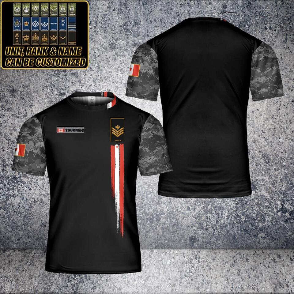 Personalisiertes T-Shirt mit Camouflage-Muster für kanadische Soldaten/Veteranen mit Namen und Rang, 3D-Druck – 2801230002