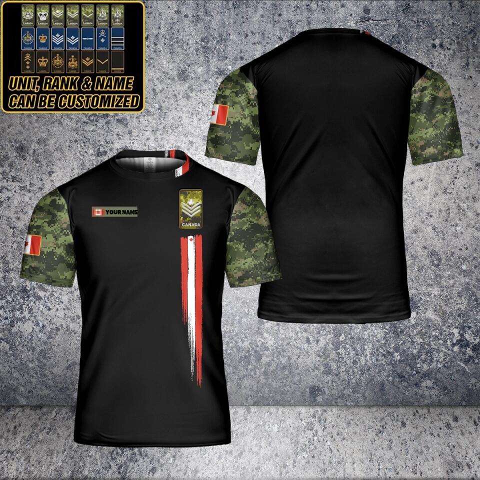 Personalisiertes T-Shirt mit Camouflage-Muster für kanadische Soldaten/Veteranen mit Namen und Rang, 3D-Druck – 2801230002