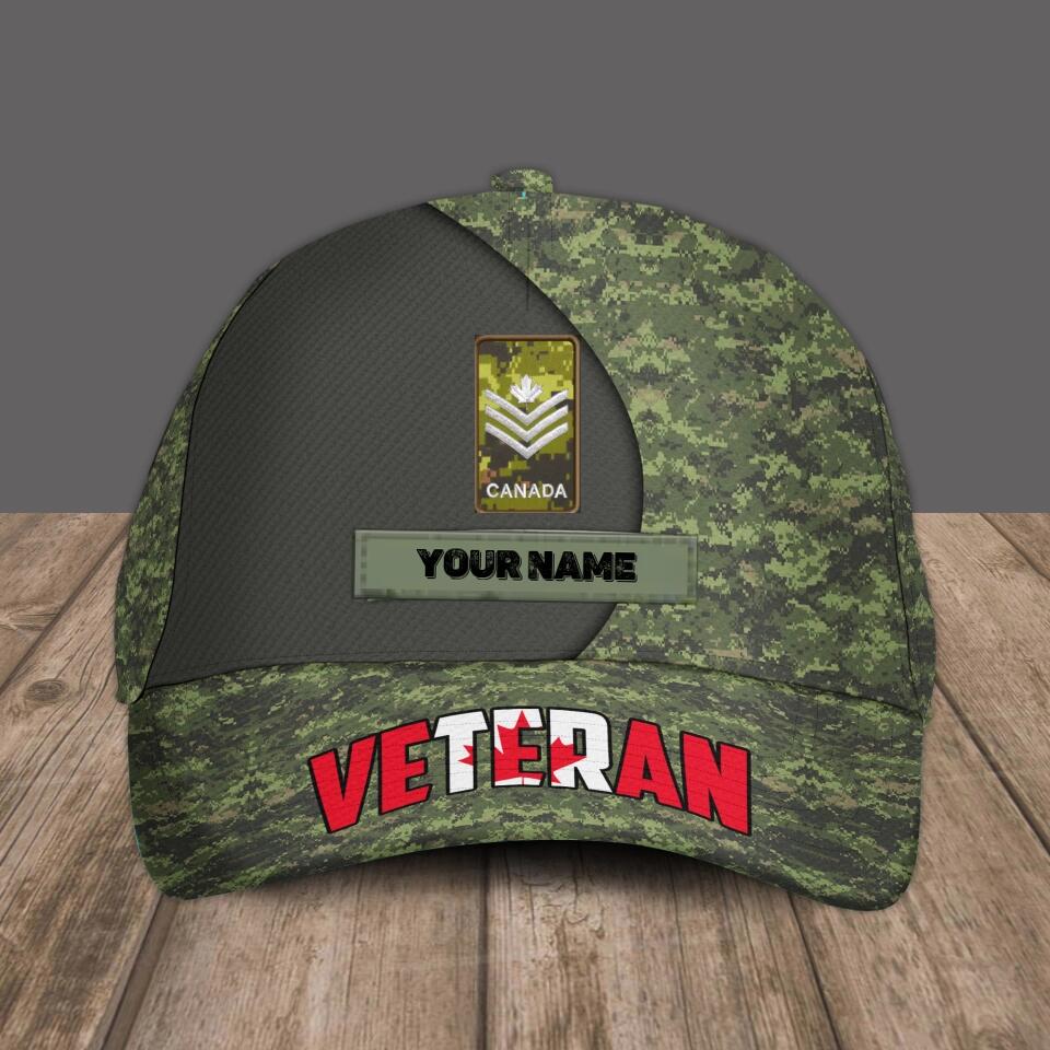 Personalized Rank And Name Canadian Soldier/Veterans Camo Baseball Cap - 2901230001