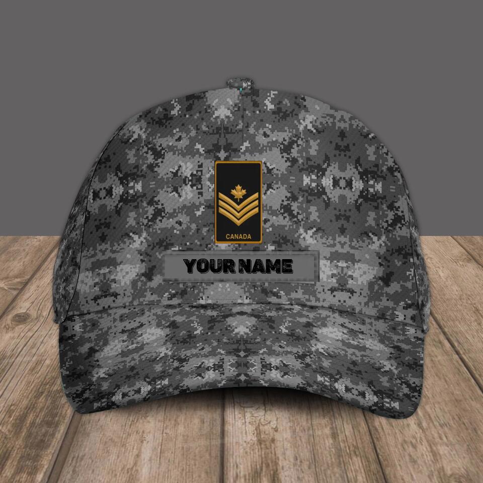 Personalized Rank And Name Canadian Soldier/Veterans Camo Baseball Cap - 2901230004