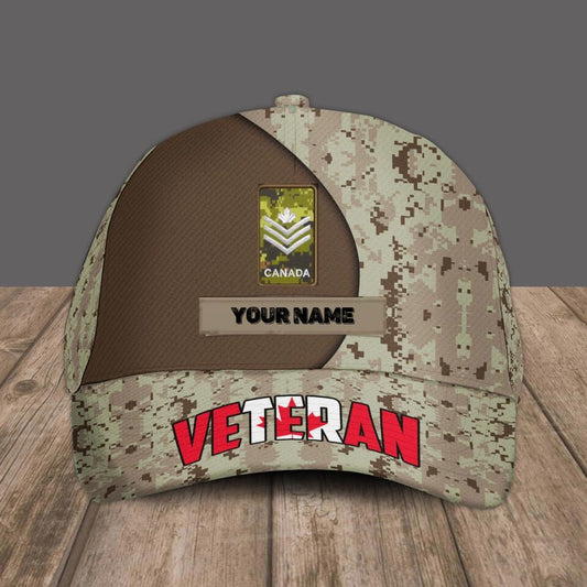 Personalized Rank And Name Canadian Soldier/Veterans Camo Baseball Cap - 2901230005