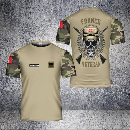Personalized France Solider/ Veteran Camo With Name And Rank T-Shirt 3D Printed - 2101240003