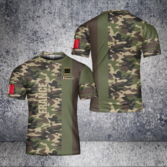 Personalized France Solider/ Veteran Camo With Name And Rank T-Shirt 3D Printed - 2201240001
