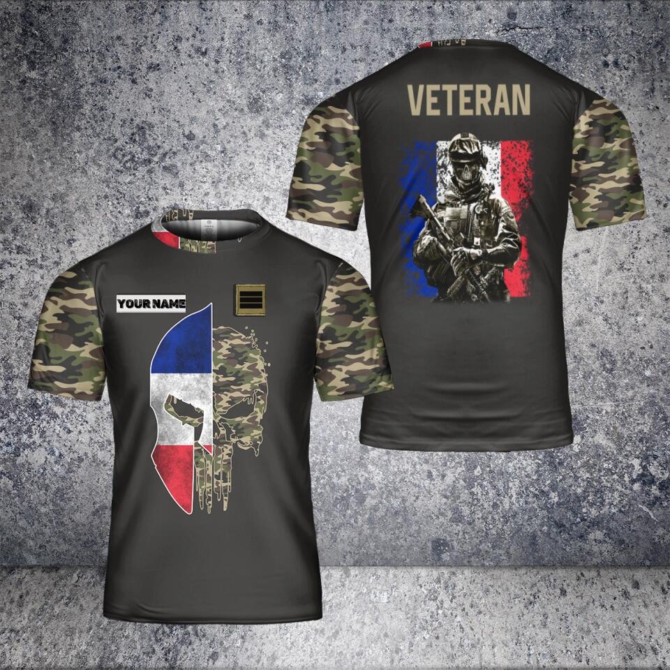 Personalized France Solider/ Veteran Camo With Name And Rank T-Shirt 3D Printed - 1705881601