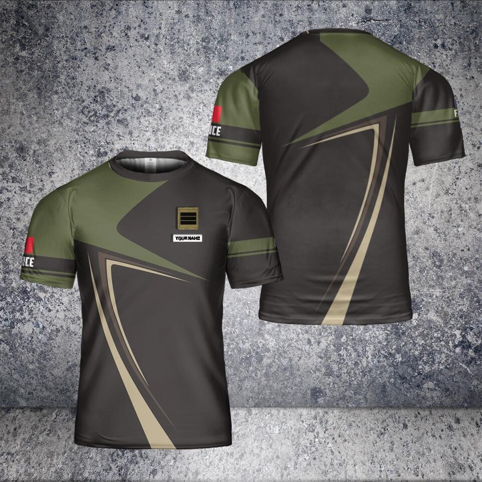 Personalized France Solider/ Veteran Camo With Name And Rank T-Shirt 3D Printed - 1705881602