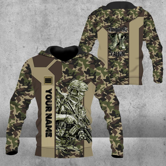 Personalized France Solider/ Veteran Camo With Name And Rank Hoodie 3D Printed - 3101230001