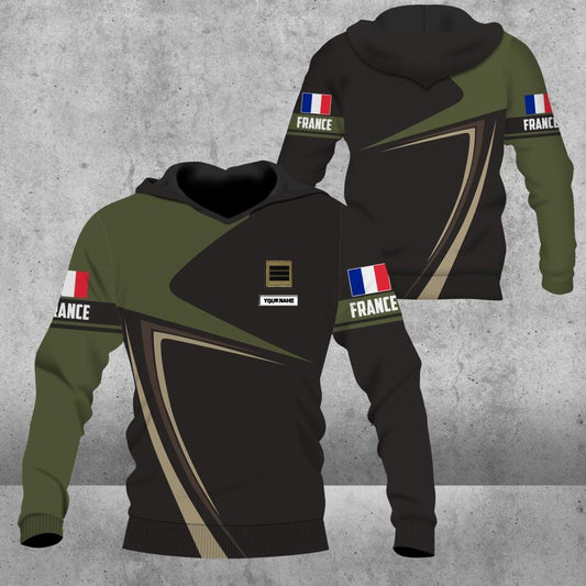 Personalized France Solider/ Veteran Camo With Name And Rank Hoodie 3D Printed - 3101230002