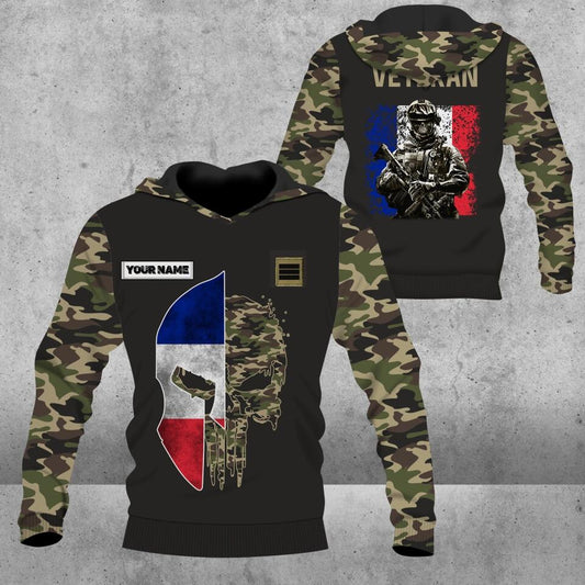 Personalized France Solider/ Veteran Camo With Name And Rank Hoodie 3D Printed - 3101230003