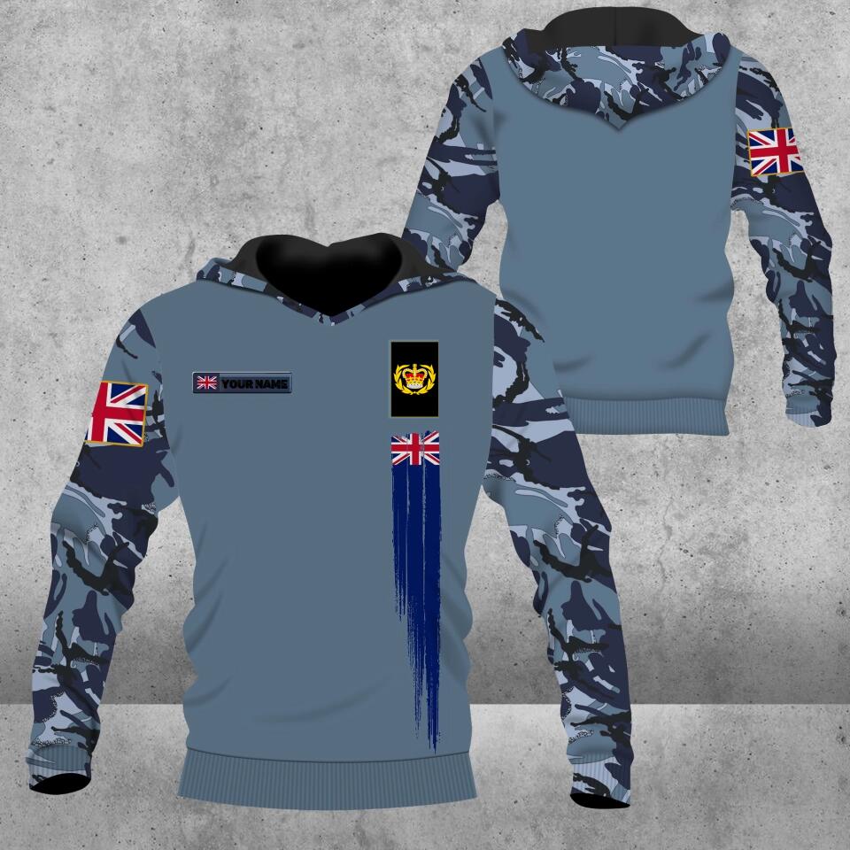Personalized UK Solider/ Veteran Camo With Name And Rank Hoodie 3D Printed - 0102230001