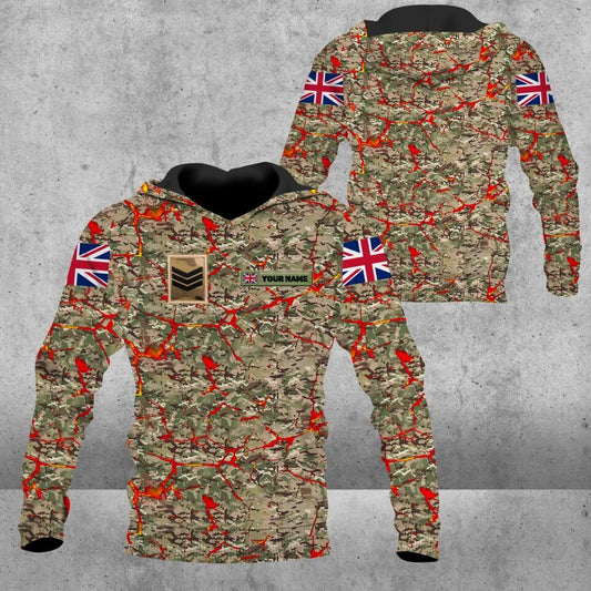 Personalized UK Solider/ Veteran Camo With Name And Rank Hoodie 3D Printed - 0102230003
