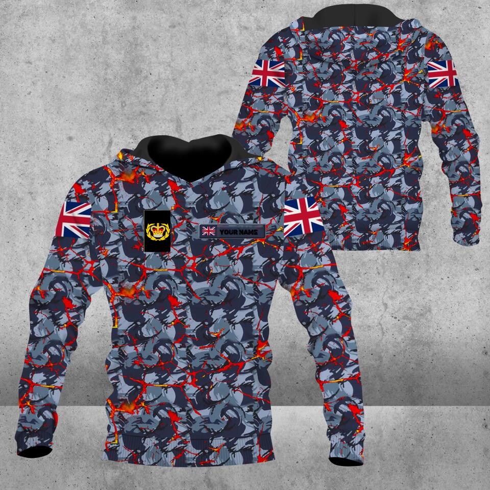 Personalized UK Solider/ Veteran Camo With Name And Rank Hoodie 3D Printed - 0102230003