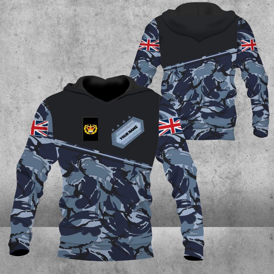 Personalized UK Solider/ Veteran Camo With Name And Rank Hoodie 3D Printed - 0102230004