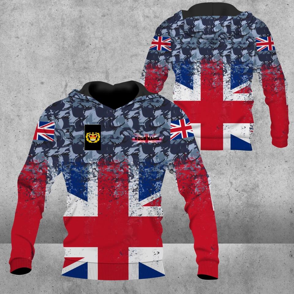 Personalized UK Solider/ Veteran Camo With Name And Rank Hoodie 3D Printed - 0102230006