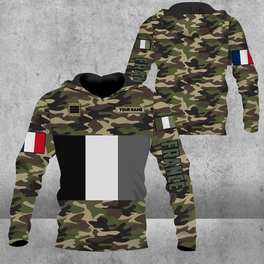 Personalized France Solider/ Veteran Camo With Name And Rank Hoodie 3D Printed - 3101230005