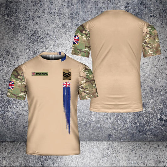 Personalized UK Solider/ Veteran Camo With Name And Rank T-Shirt 3D Printed - 0102230001