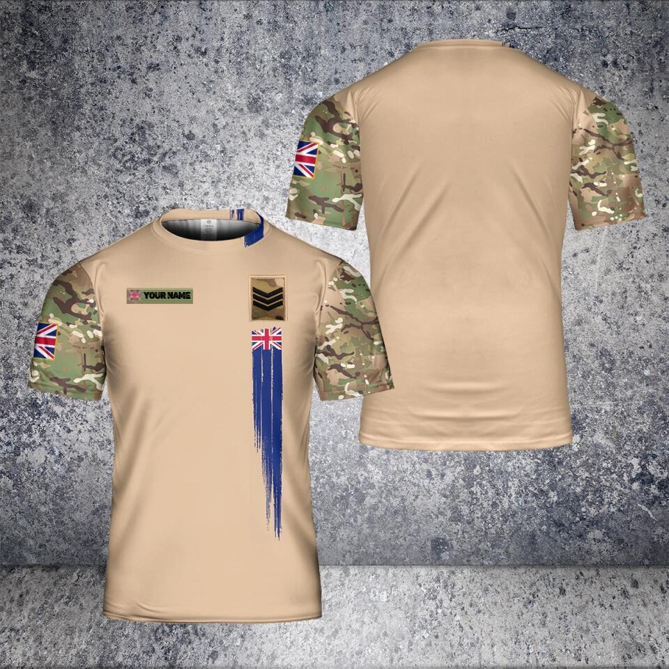 Personalized UK Solider/ Veteran Camo With Name And Rank T-Shirt 3D Printed - 16436736