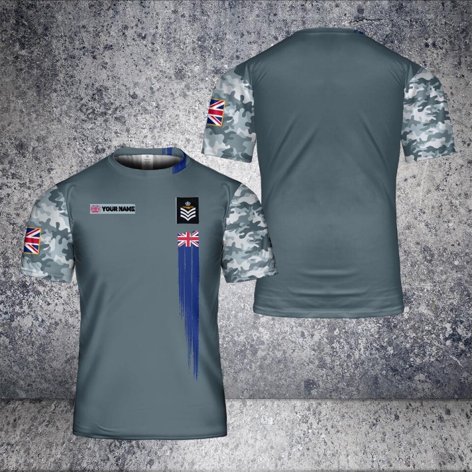 Personalized UK Solider/ Veteran Camo With Name And Rank T-Shirt 3D Printed - 0102230001