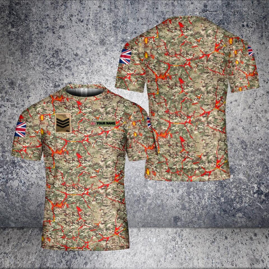 Personalized UK Solider/ Veteran Camo With Name And Rank T-Shirt 3D Printed - 0102230003