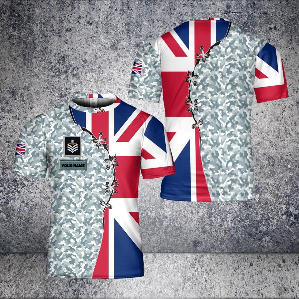 Personalized UK Solider/ Veteran Camo With Name And Rank T-Shirt 3D Printed - 0102230005