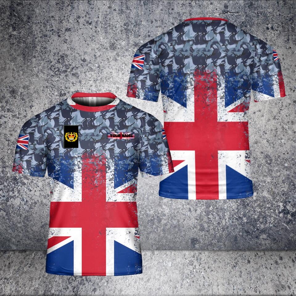 Personalized UK Solider/ Veteran Camo With Name And Rank T-Shirt 3D Printed - 0102230006