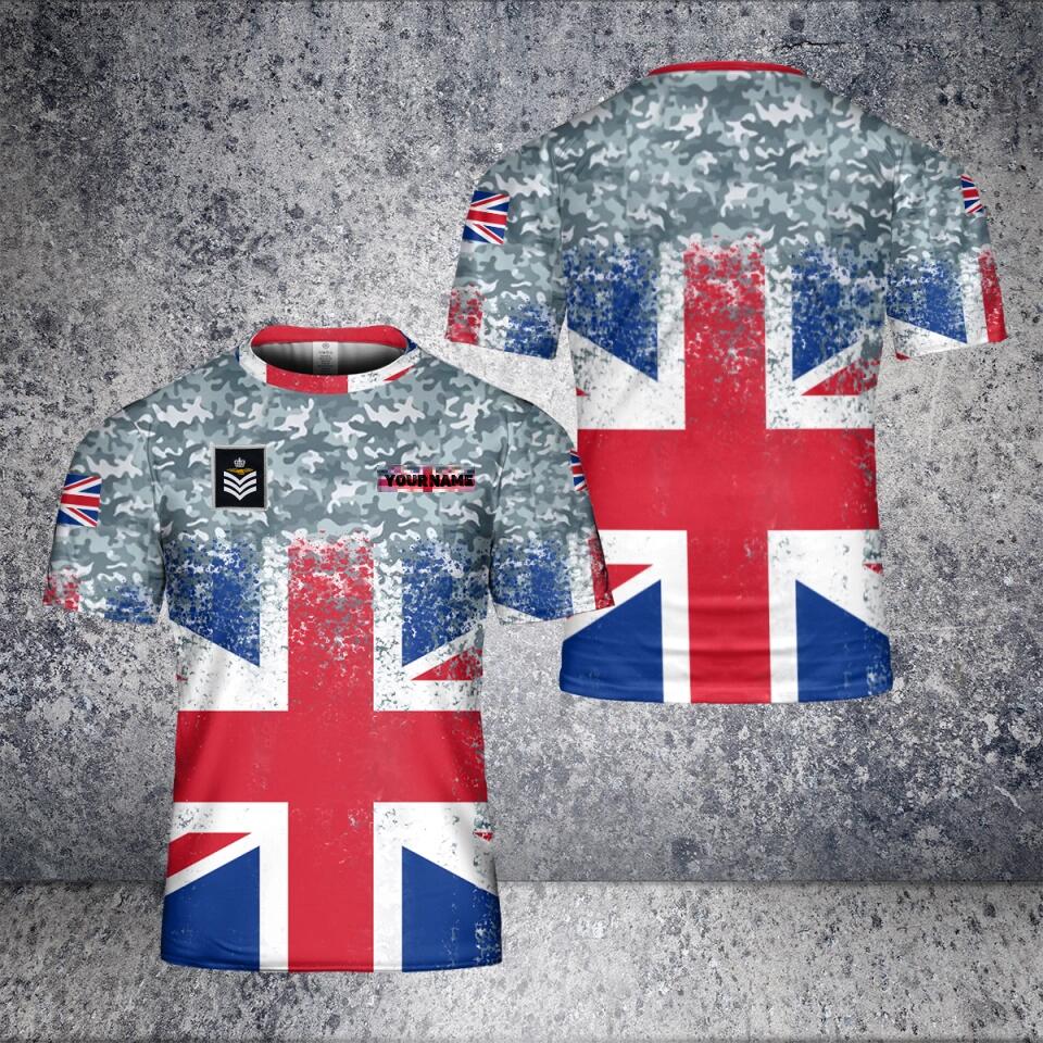 Personalized UK Solider/ Veteran Camo With Name And Rank T-Shirt 3D Printed - 0102230006