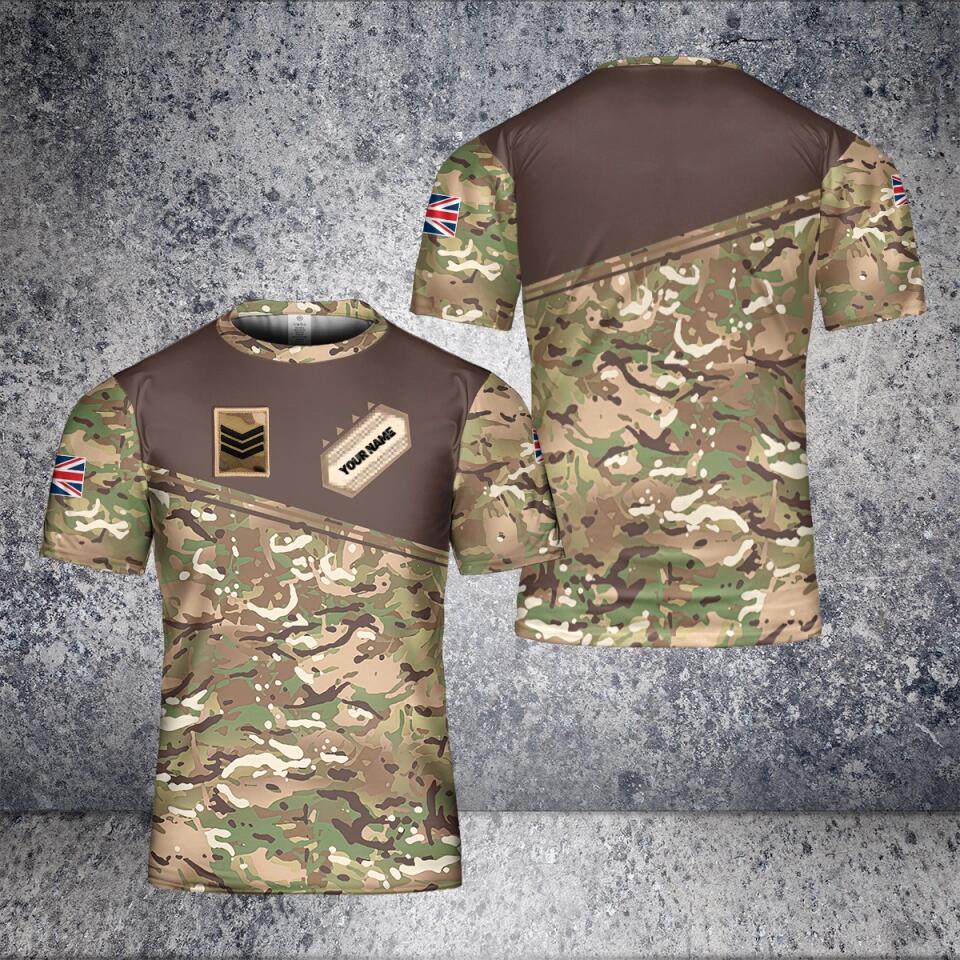 Personalized UK Solider/ Veteran Camo With Name And Rank T-Shirt 3D Printed - 1643673603