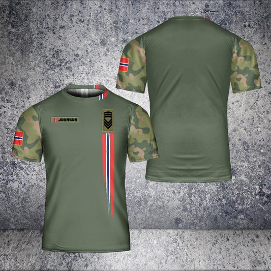 Personalized Norway Solider/ Veteran Camo With Name And Rank T-Shirt 3D Printed - 1501240001