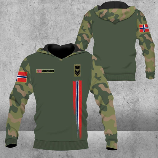 Personalized Norway Solider/ Veteran Camo With Name And Rank Hoodie 3D Printed - 1002230001
