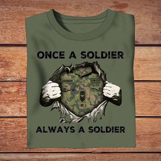 Personalized Norway Solider/ Veteran Camo With Name And Rank T-Shirt - Once A Soldier Always A Soldier -1302230002