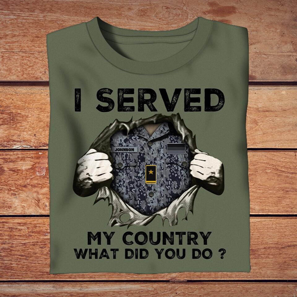 Personalized German Solider/ Veteran Camo With Name And Rank T-Shirt - I Served My Country - 17191872