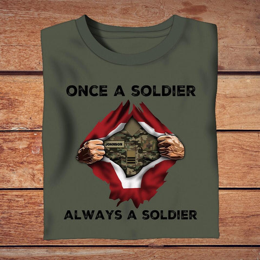Personalized Swiss Solider/ Veteran Camo With Name And Rank T-Shirt - Once A Soldier Always A Soldier -1502230002