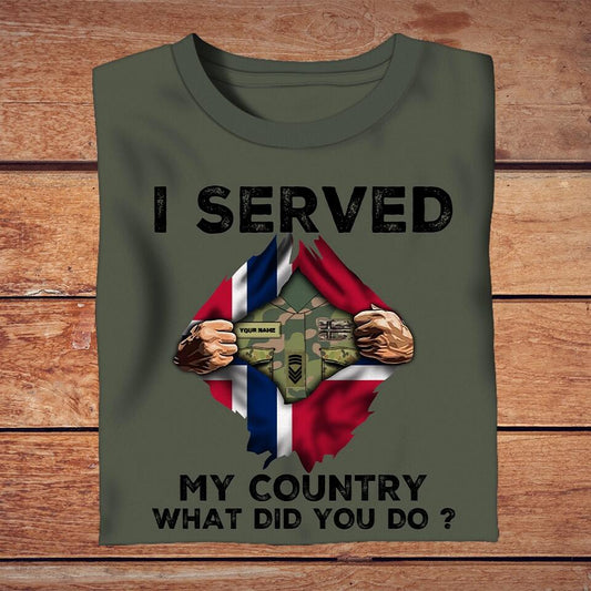 Personalized Norway Solider/ Veteran Camo With Name And Rank T-Shirt - I Served My Country - 1702230001