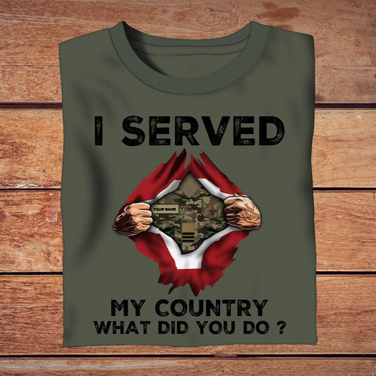 Personalized Swiss Solider/ Veteran Camo With Name And Rank T-Shirt - I Served My Country -  1702230001