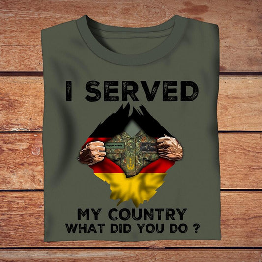 Personalized German Solider/ Veteran Camo With Name And Rank T-Shirt - I Served My Country - 1702230001