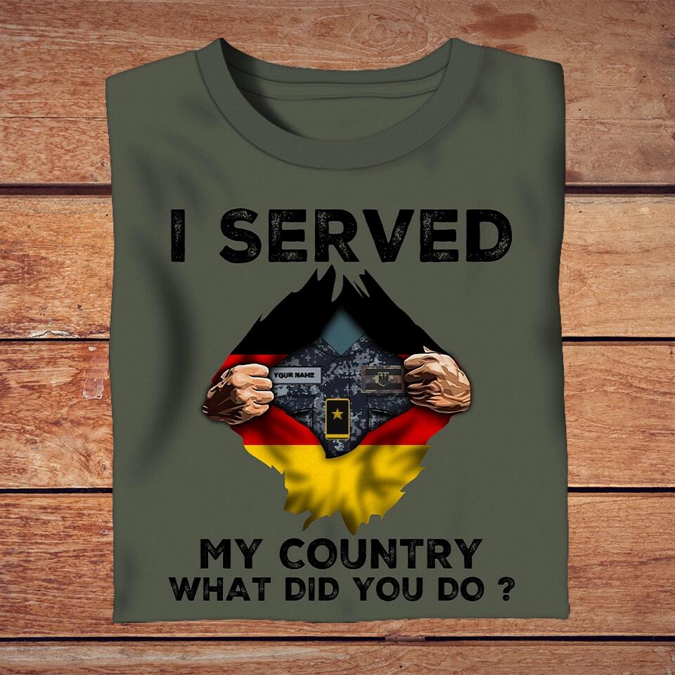 Personalized German Solider/ Veteran Camo With Name And Rank T-Shirt - I Served My Country - 1702230001